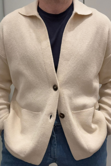 Cardigan collo polo in cotone