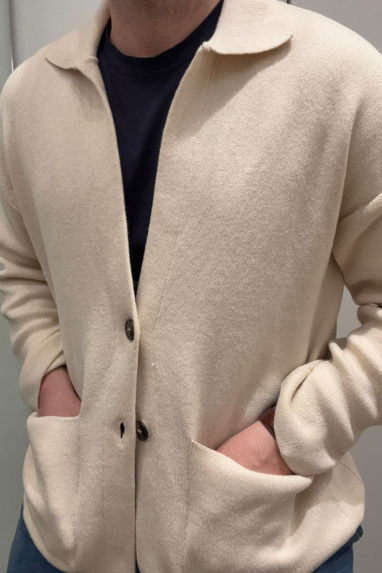 Cardigan collo polo in cotone