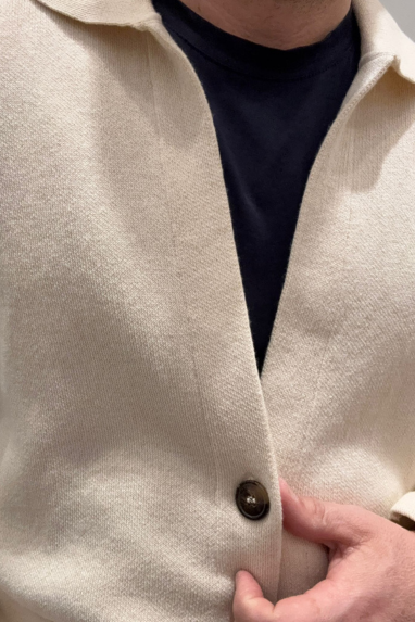 Cardigan collo polo in cotone