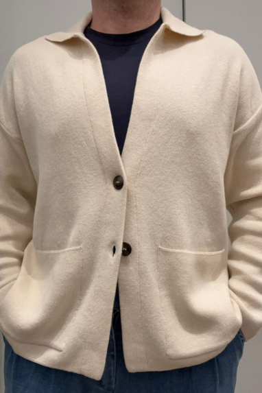 Cardigan collo polo in cotone