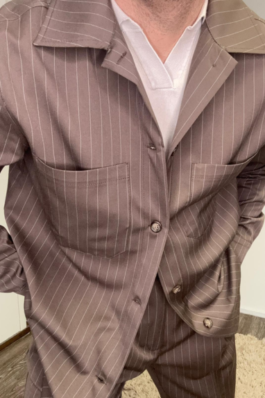 Giacca camicia gessata