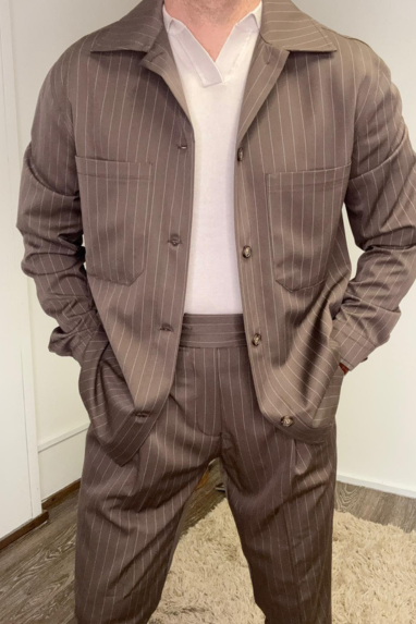 Giacca camicia gessata