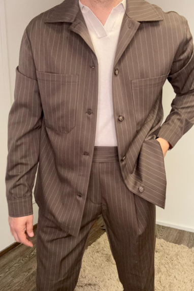 Giacca camicia gessata