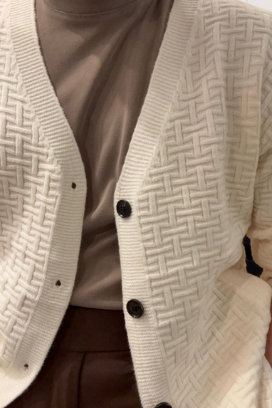 Cardigan con lavorazione