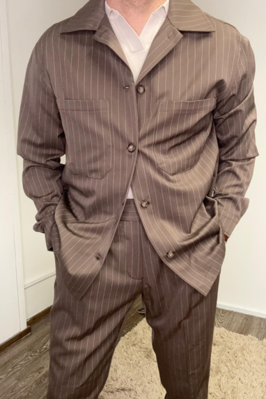 Giacca camicia gessata