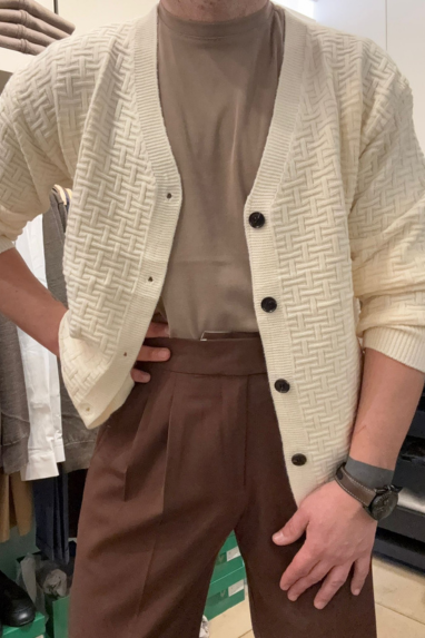 Cardigan con lavorazione
